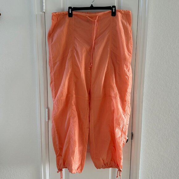 Wild Fable Peach Orange Recycled Nylon Drawstring Cargo Pants L - Picture 2 of 13
